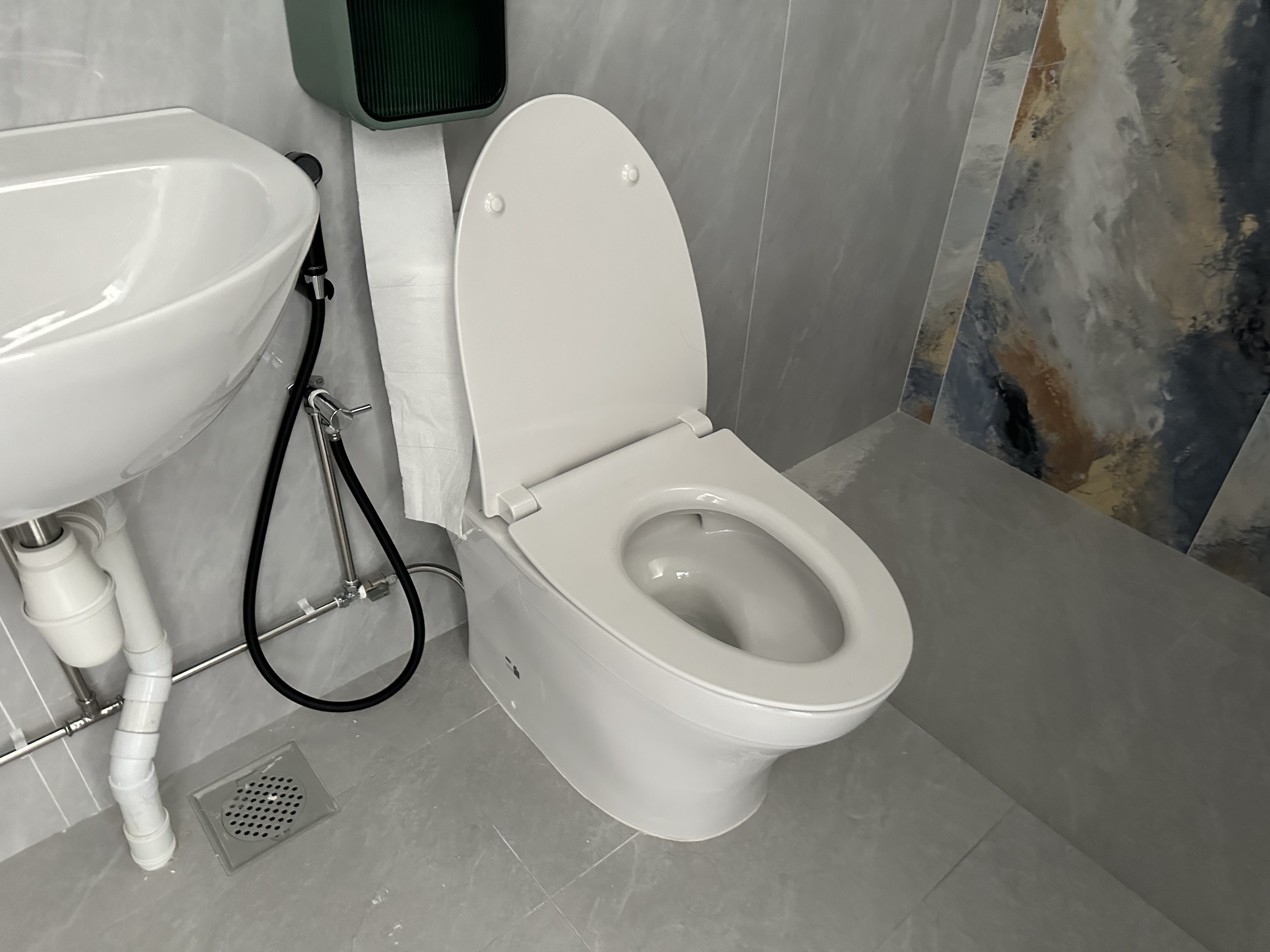 New toilet bowl and seat in a newly renovated HDB flat.
